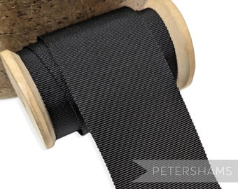 Black Millinery Petersham Hat Ribbon - 4 Sizes (15mm No.3, 25mm No.5, 38mm No.9, 50mm No.16)