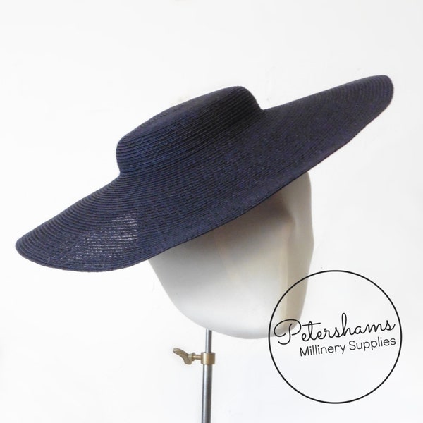 Hennep Cartwheel Fascinator Hat Base voor Millinery & Hat Making - Marineblauw