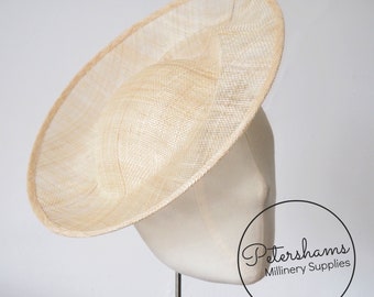 Sinamay 'Cindy' Orbital Pleat Fascinator Hat Base for Millinery - Hat Making - Naturel