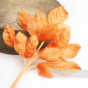 Silk Wired 'Milo' Leaf Millinery Hat Mount - Orange