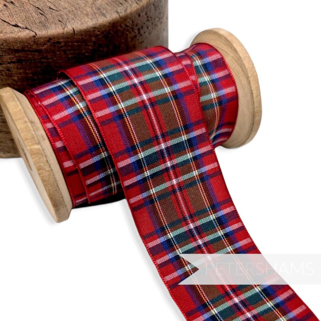 Hat Ribbin 40mm Tartan Style Woven Edge Ribbon for Hat Making 1m - Royal Stewart ...