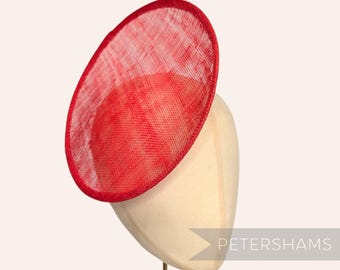 Red Rounded Scoop 21cm Sinamay Fascinator Hat Base for Millinery & Hat Making