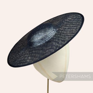 Metallic Lurex Cartwheel Sinamay Fascinator Base for Millinery & Hat Making - Black with Silver