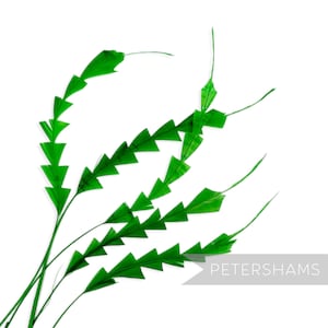 Emerald Green Zig Zag Coque Feather (Pack of 5) for Millinery & Fascinators