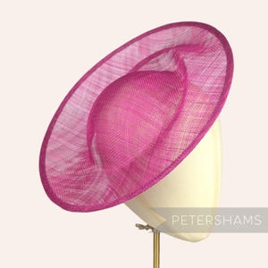Sinamay &#39;Cindy&#39; Orbital Pleat Fascinator Hat Base for Millinery & Hat Making - Cerise Pink