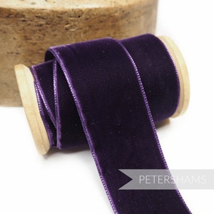 36 mm französisches Samtband für Hutmacherhandwerk 1 Meter - Plum