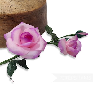 Triple Rose &#39;Liv&#39; Silk Flower Hat Mount for Millinery and Hat Trimming - Purple Tipped