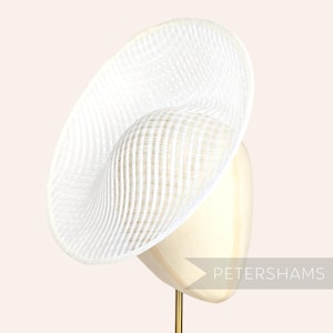 Lattice Weave &#39; Amanda&#39; Sinamay Fascinator Base for Millinery & Hat Making - White