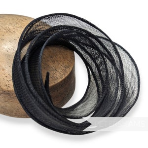 Hand Rolled Sinamay Ribbon Trim for Millinery, Hat Making & Fascinators Black image 2