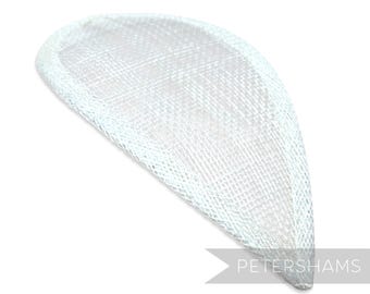 White Teardrop Sinamay Fascinator Hat Base for Millinery  display picture 2