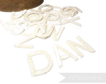 Ivory Sequin & Beaded Alphabet Motifs for Millinery and Craft