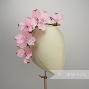 Silk 'Gloria' Dogwood Wired Flower Stem for Millinery and Hat Trimming - Light Pink