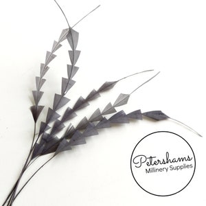 Zigzagcoqueveer (5 stuks) voor modevak en fascinators - donkergrijs