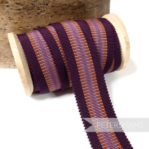 25mm No.5 'Zipper' Cotton Millinery Petersham Hat Ribbon for Millinery and Hat Making - 1m - Grape