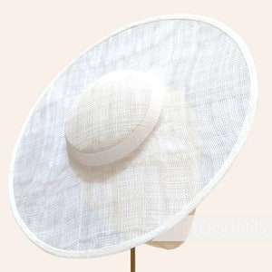 Cartwheel Sinamay Fascinator Hat Base for Millinery & Hat Making - White