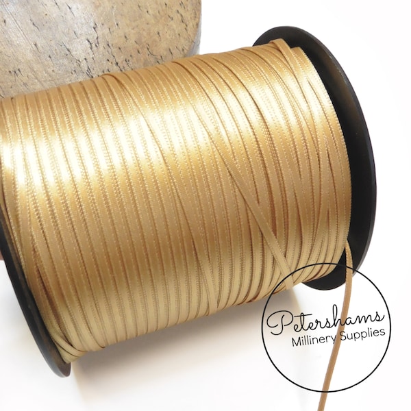 3mm Double Sided Satin Ribbon for Millinery, Fascinators and Hat Making - 10 Metres - Golden Blonde