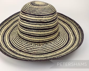 Stripe Vintage Ecuador Panama Straw Capeline Hat Body for Millinery and Hat Making - 12"