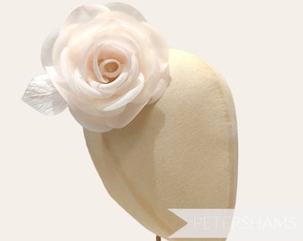Silk Rose 12cm 'Letitia' Flower Mount For Millinery and Hat Making - Soft Peach