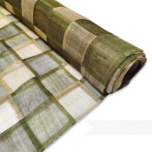 Patchwork Design Sinamay Fabric - 1/2 Metre - For Hat Making and Millinery - Moss Green