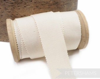 Ruban Petersham, 100 % coton, non teint, 3 tailles (15 mm n° 3, 25 mm n° 5, 35 mm n° 9) - 1 m