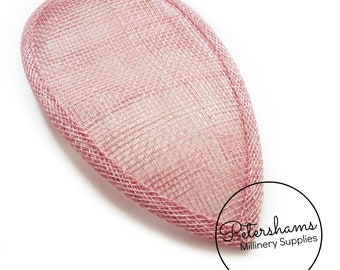 Teardrop Sinamay Fascinator Hat Base pour la fabrication de chapellerie et de chapeau - Rose sombre