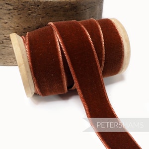 23 mm Frans fluwelen lint voor modevak, hoedenversiering en knutselwerk 1 meter (1,09 yards) - roestbruin