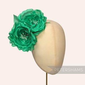 Emerald Green Silk 'Fiona' Double Rose Millinery Fascinator Flower Hat Mount