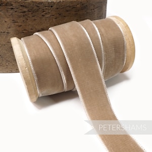 23 mm breites französisches Samtband für Kopfschmuck, Hutbesatz & Bastelarbeiten 1 Meter in Warm Sand