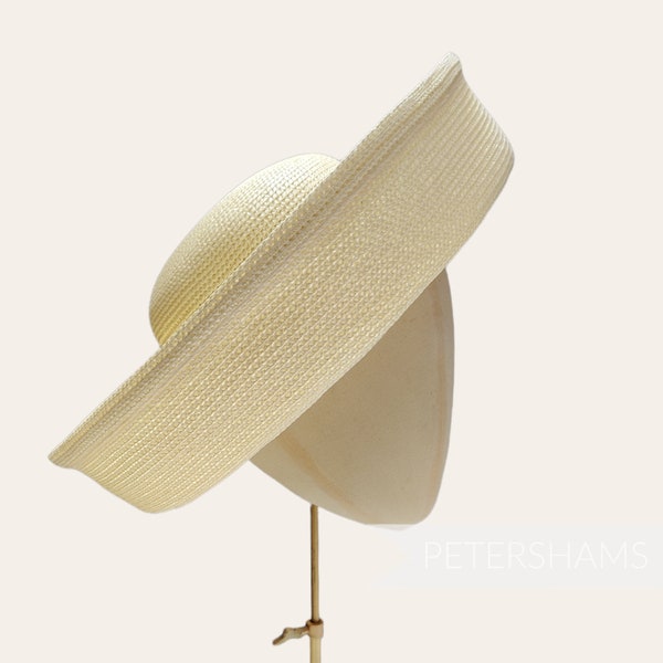 Large Brimmed Polybraid Sailor Hat Form for Millinery and Hat Making - Cream