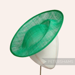 Sinamay &#39;Cindy&#39; Orbital Pleat Fascinator Hat Base for Millinery & Hat Making - Emerald