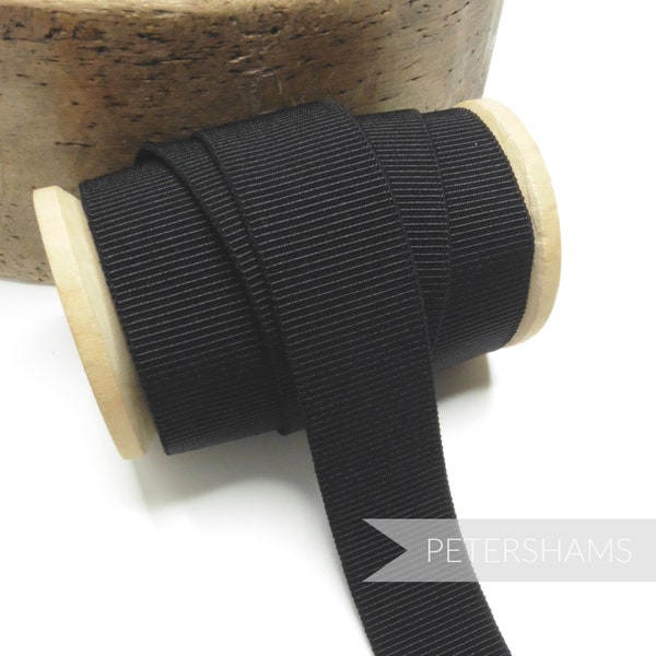 24mm Elastic Grosgrain Ribbon for Millinery, Hat Trimming & Crafts - 1m - Black