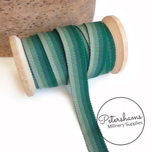 15mm No.3 Gradient Effect Millinery Petersham Hat Ribbon - 1m - Green Gradient
