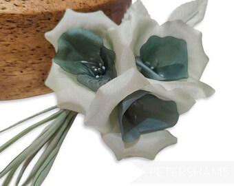 Silk Two-Tone 'Austyn' Bell Flower with Loops for Hat Trimming and Millinery - Mint Green