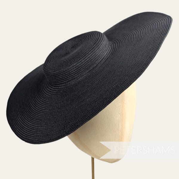 Cartwheel Polybraid Fascinator Hat Base for Millinery & Hat Making - Black