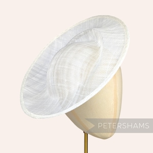 Sinamay &#39;Cindy&#39; Orbital Pleat Fascinator Hat Base for Millinery & Hat Making - White