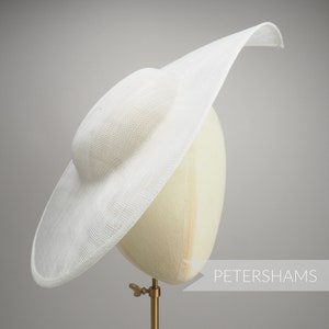 Extra Large Pointed Tip Sinamay Fascinator Hat Base for Millinery - White