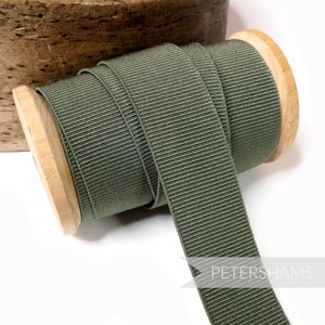 24mm Elastic Grosgrain Ribbon for Millinery, Hat Trimming & Crafts - 1m - Sage Green