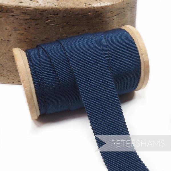 Français Navy 100% coton Millinery Petersham Ribbon 3 tailles (15mm No.3, 25mm No.5, 35mm No.9) - 1m