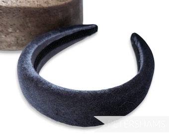 40mm Super Padded Velvet Headbands for Hat Making and Millinery - Gunmetal Grey