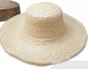 Knotted Undyed Natural Ramie Straw Millinery Capeline Hat Body for Hat Making - 11"