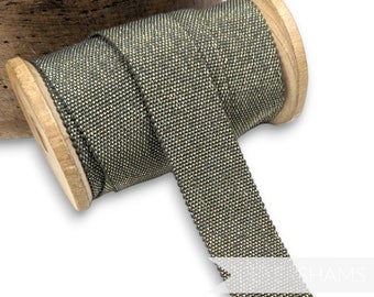 Moss and Gold Metallic Lurex Millinery Petersham Hat Ribbon - 2 Sizes (25mm No.5 & 35mm No.9) - 1m
