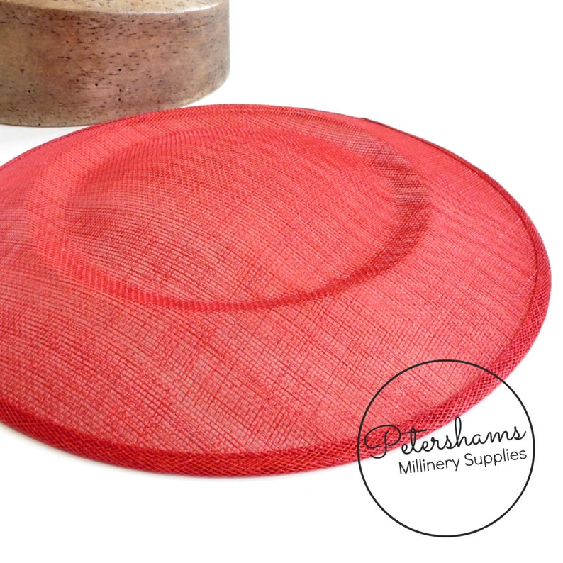 Extra Large 29cm Round Saucer Plate Sinamay Fascinator Hat Base for Millinery Poppy Red