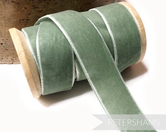 23mm French Velvet Ribbon for Millinery, Hat Trimming & Crafts 1 metre (1.09 yards) - Vintage Mint