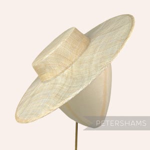 Large Brim Sinamay Boater Fascinator Hat Base for Millinery & Hat Making - Natural