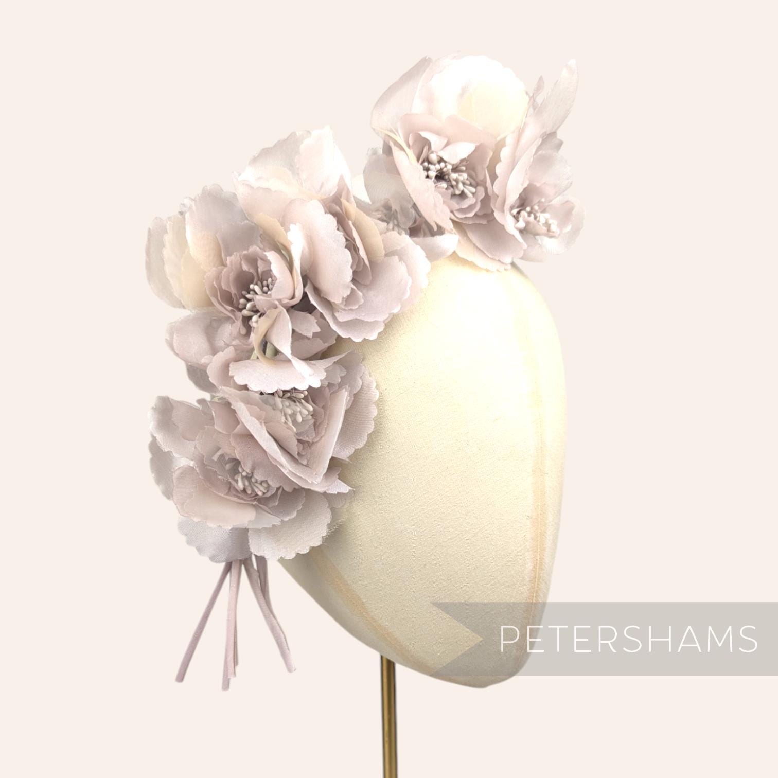 Organza 'Amelia' Millinery Flower Hat Mount for Fascinators & Hat Making - Soft Blush Mix