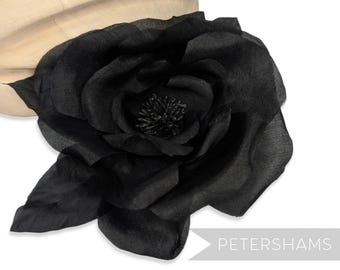 Black Silk 16cm Millinery 'Amy' Flower for Fascinators & Hat Making