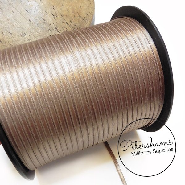 3mm Double Sided Satin Ribbon for Millinery, Fascinators and Hat Making - 10 Metres - Mocha Brown
