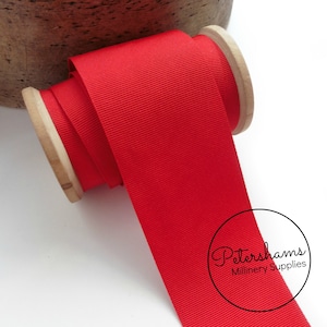 50mm Wide Grosgrain Ribbon for Millinery and Hat Making- 1m - Red