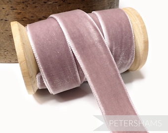 23mm French Velvet Ribbon for Millinery, Hat Trimming & Crafts 1 metre (1.09 yards) - Dusky Pink