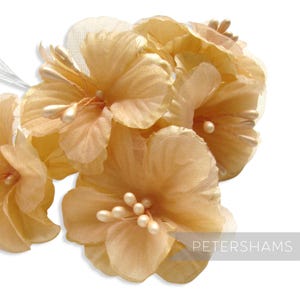 5 künstliche Satin & Organza Mini Hibiskus Blumen Plektren für Hutmacherei, Fascinator - Vanilla